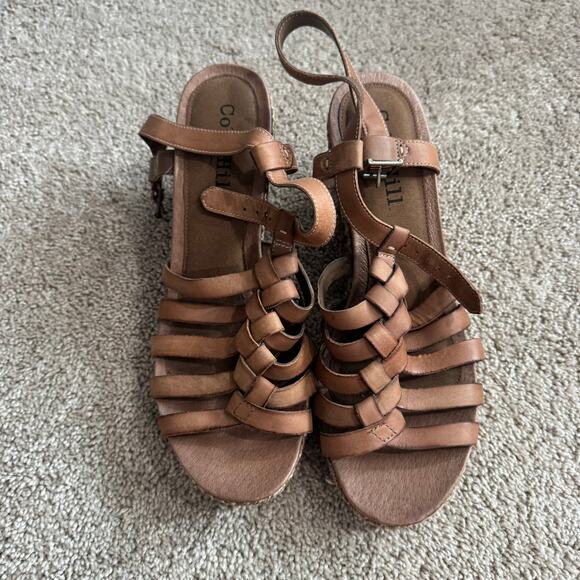 Cobb Hill Gladiator Ankle Strap Wedges Sandals Women's Size 9.5 Light Brown Cage - Picture 2 of 10